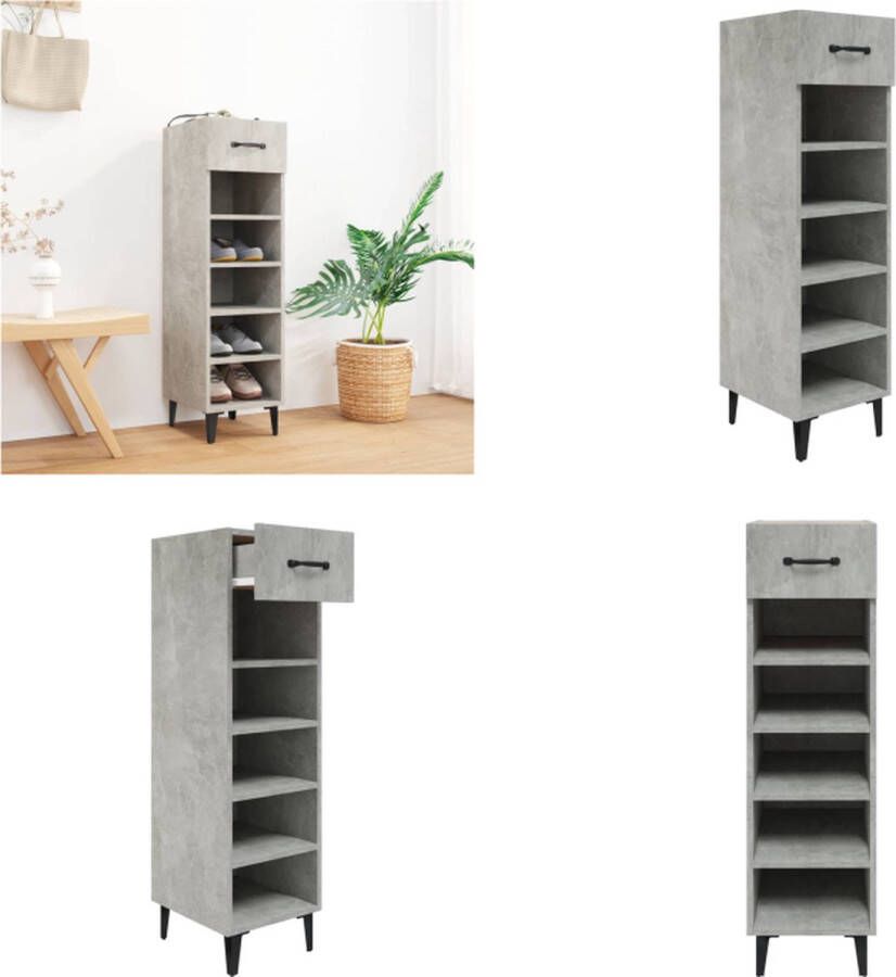 VidaXL Schoenenkast 30x35x105 cm bewerkt hout betongrijs Schoenenkast Schoenenkasten Schoenenopberger Opberger Voor Schoenen