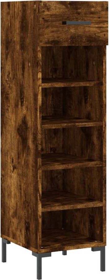 VidaXL Schoenenkast Gerookt Eiken 30x35x105 cm Schoenenkast Schoenendoos Bergruimte Kastje Houten Kast Bruine Kast Vintage Kast Industrieel Design Opbergvak