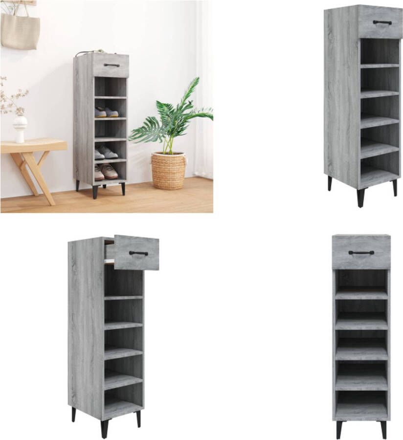 VidaXL Schoenenkast 30x35x105 cm bewerkt hout grijs sonoma eikenkleur Schoenenkast Schoenenkasten Schoenenopberger Opberger Voor Schoenen