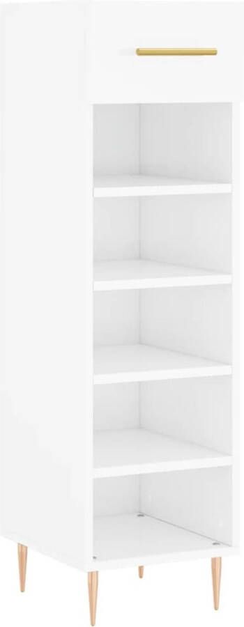 VidaXL Schoenenkast Hoogglans Wit 30x35x105 cm Schoenenkast Schoenuitlegers Bergruimte Kast Witte Kast Houten Kast Designkast Industrieel Design - Foto 2