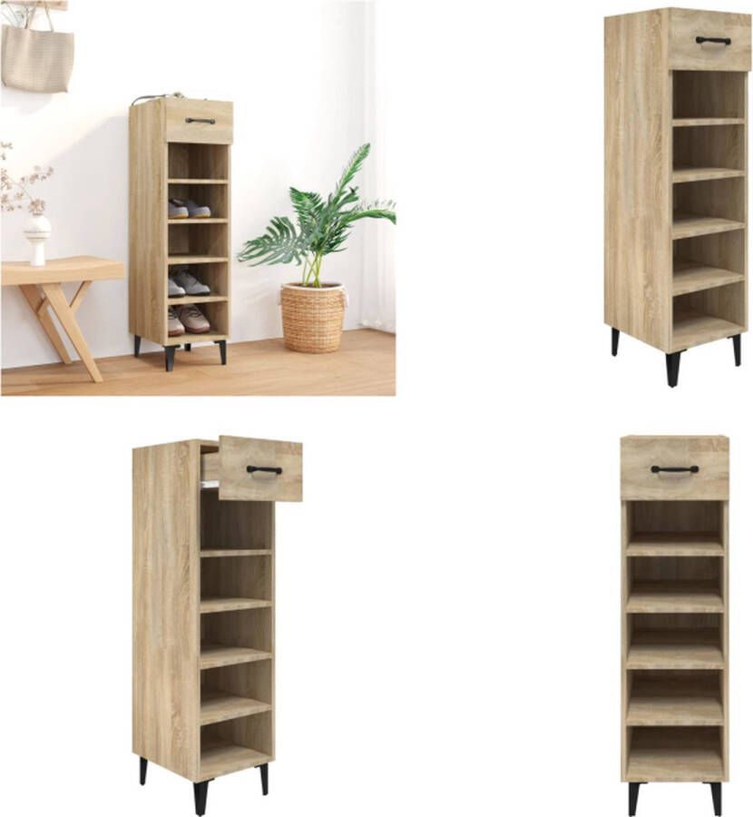 VidaXL Schoenenkast 30x35x105 cm bewerkt hout sonoma eikenkleurig Schoenenkast Schoenenkasten Schoenenopberger Opberger Voor Schoenen