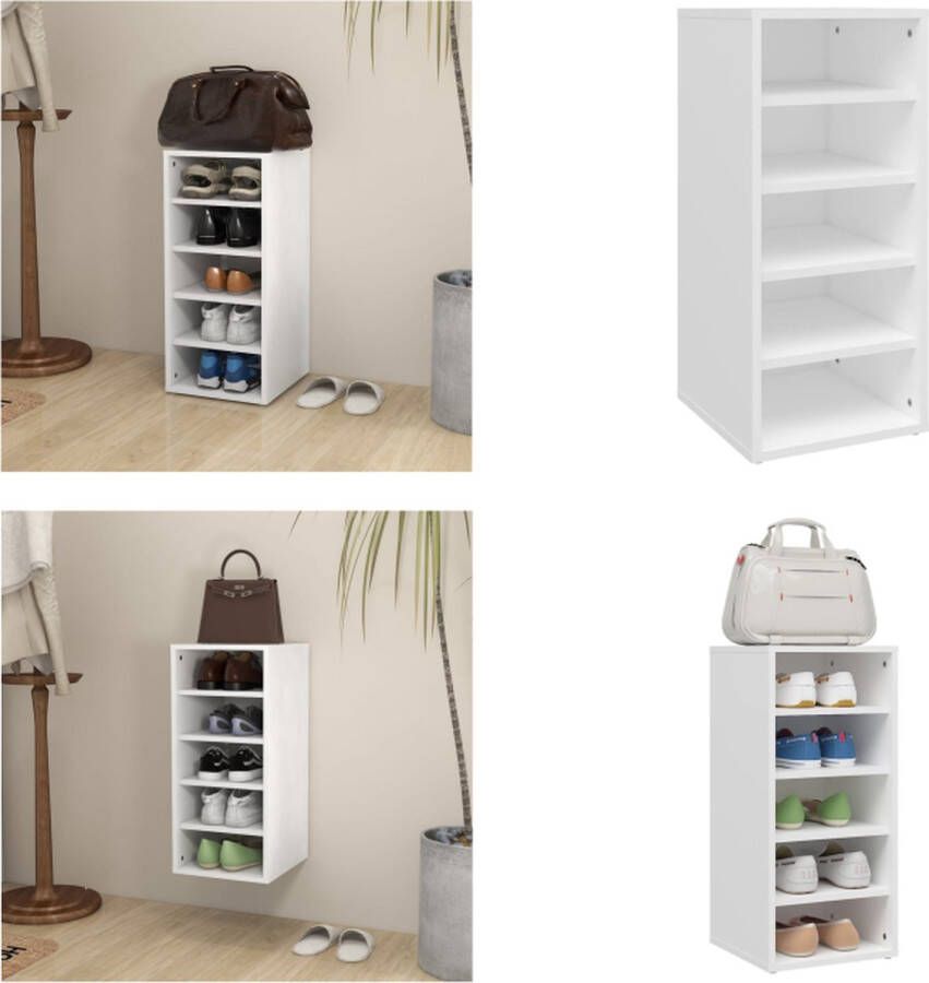 VidaXL Schoenenkast 31 5x35x70 cm bewerkt hout wit Schoenenkast Schoenenkasten Schoenenopbergers