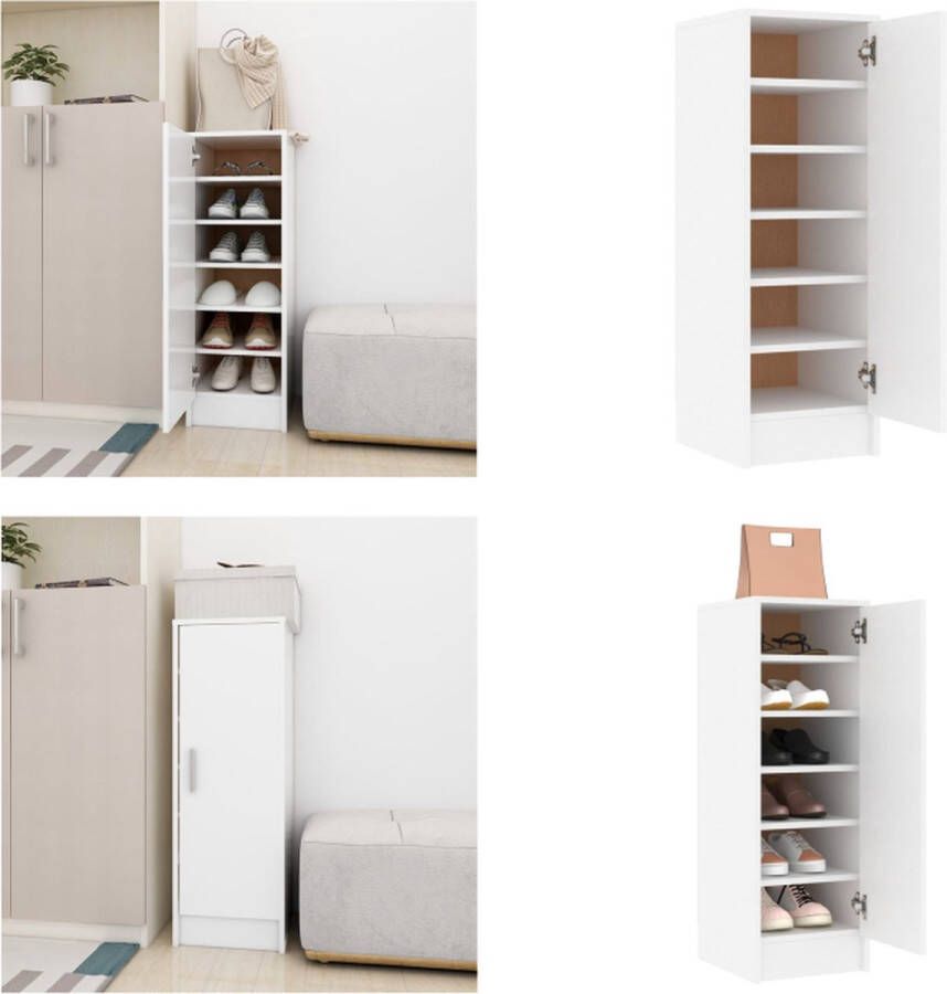 VidaXL Schoenenkast 32x35x92 cm bewerkt hout wit Schoenenkast Schoenenkasten Schoenenopbergers