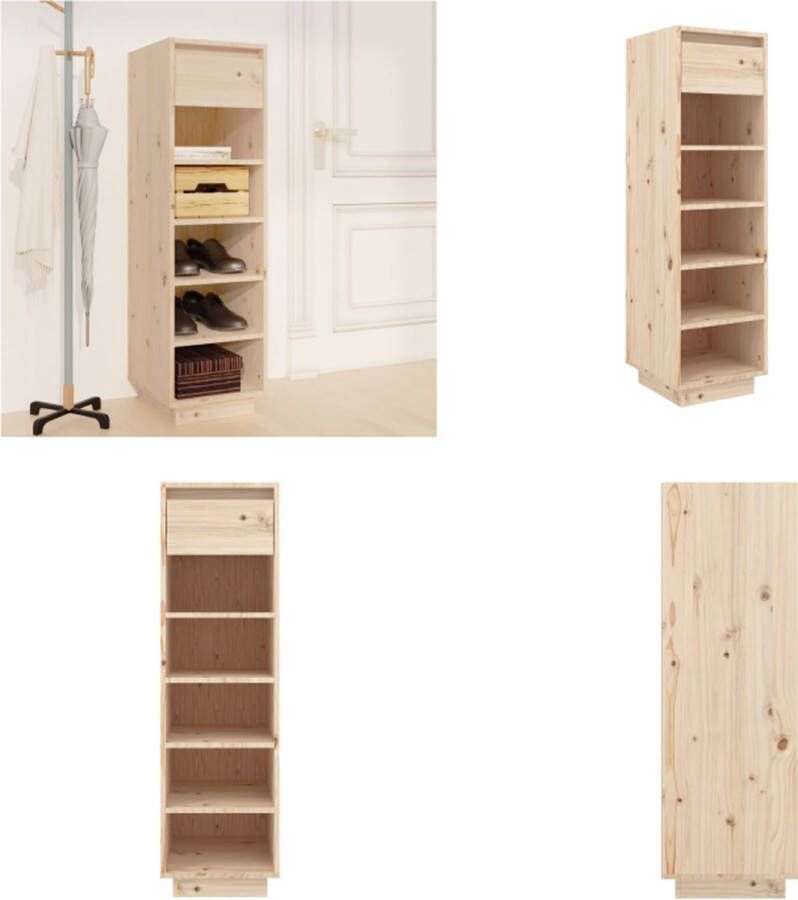 VidaXL Schoenenkast 34x30x105 cm massief grenenhout Schoenenkast Schoenenkasten Schoenenrek Opbergkast