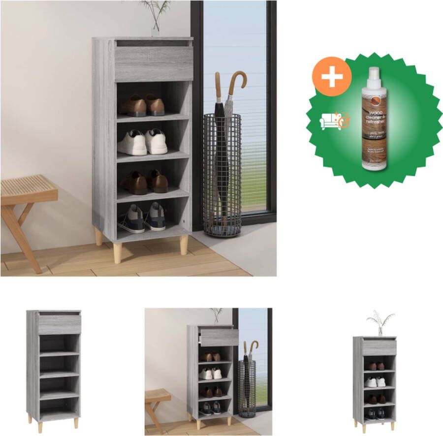VidaXL Schoenenkast 4 open schappen 40 x 36 x 105 cm grijs sonoma eiken Schoenenkast Inclusief Houtreiniger en verfrisser