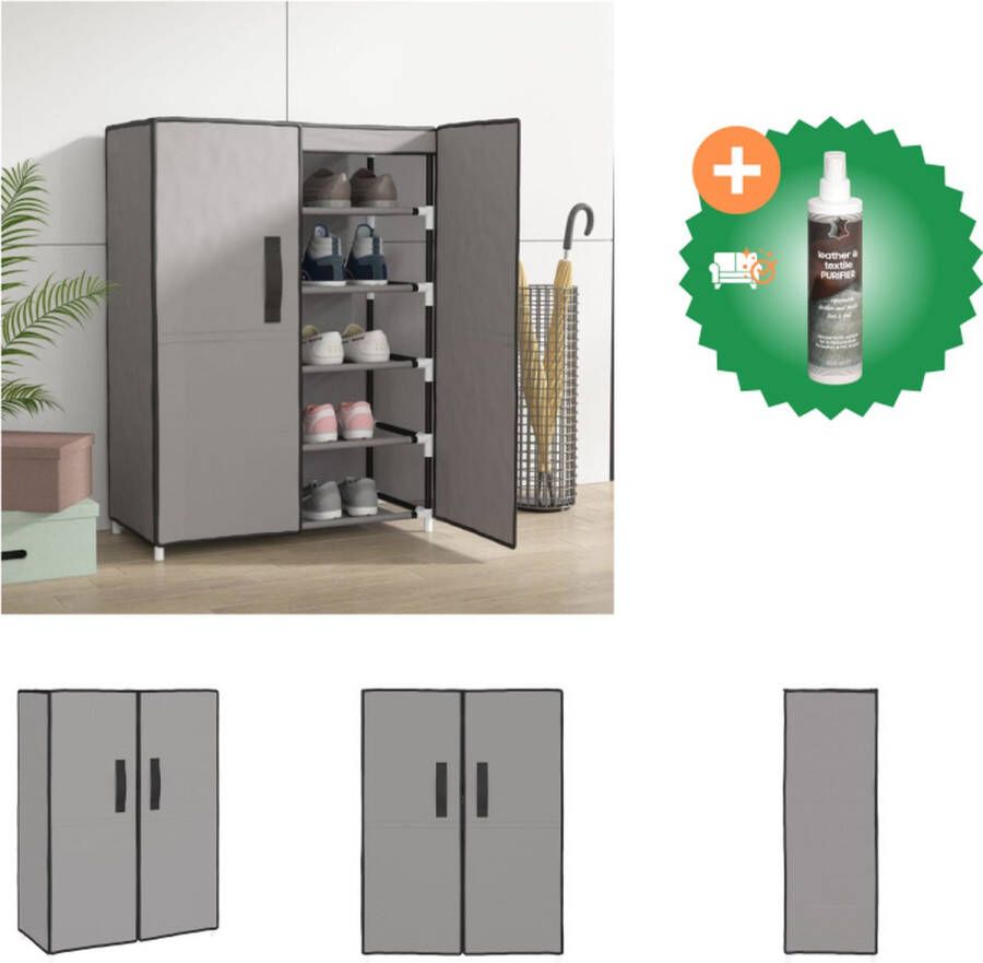 VidaXL Schoenenkast 5-laags 60 x 28 x 90 cm Grijs Nonwoven stof en staal Schoenenkast Inclusief Reiniger
