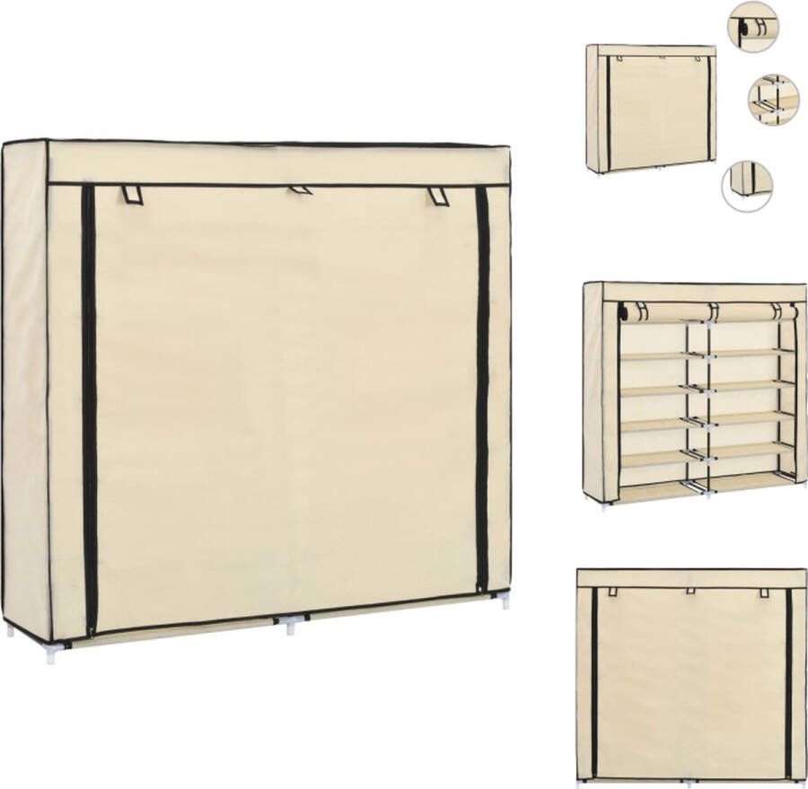 VidaXL Schoenenkast Schoenenkasten Schoenenberging Schoenenbergingen Schoenenkast met hoes 115x28x110 cm stof crème