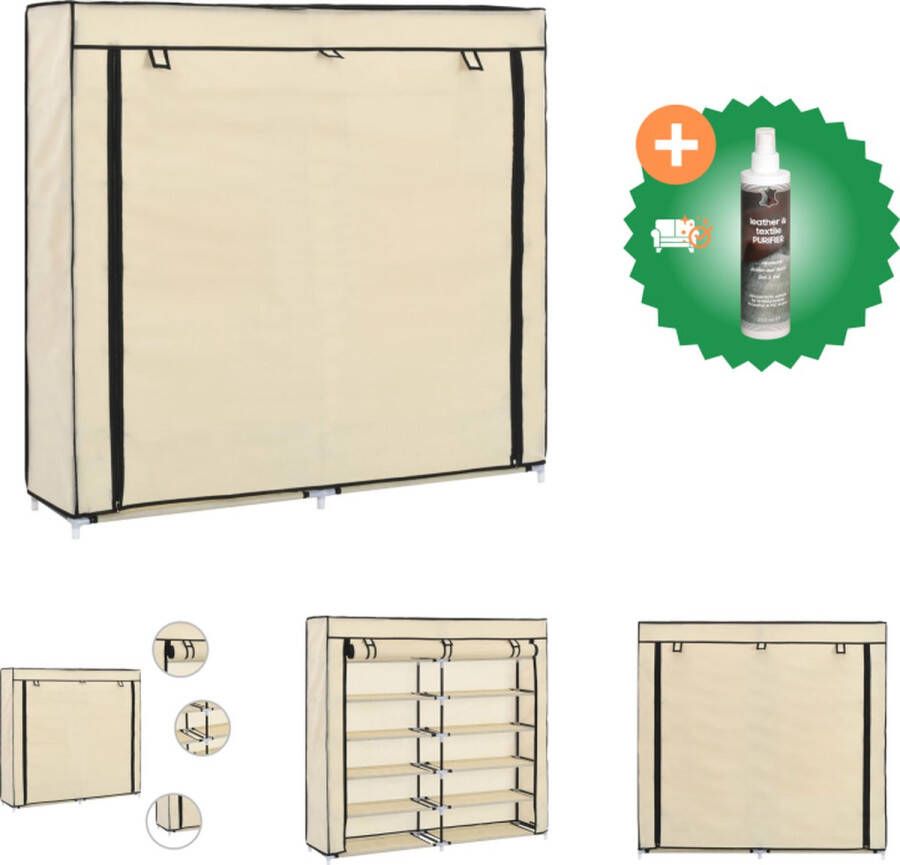 VidaXL Schoenenkast 5 Schappen 115 x 28 x 110 cm Crème Ijzeren buis en nonwoven stof Schoenenkast Inclusief Reiniger