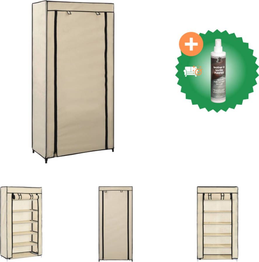 VidaXL Schoenenkast 5 schappen 58 x 28 x 106 cm Crème ijzeren buis en nonwoven stof Schoenenkast Inclusief Reiniger