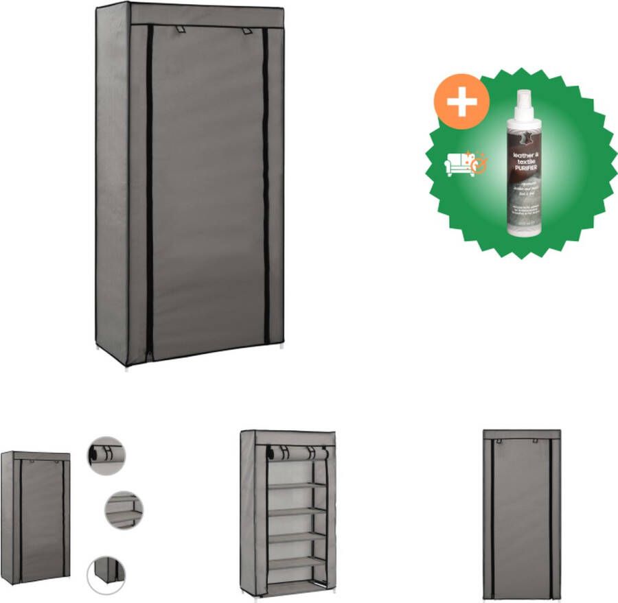 VidaXL Schoenenkast 5 schappen 58 x 28 x 106 cm grijs lichtgewicht nonwoven hoes Schoenenkast Inclusief Reiniger