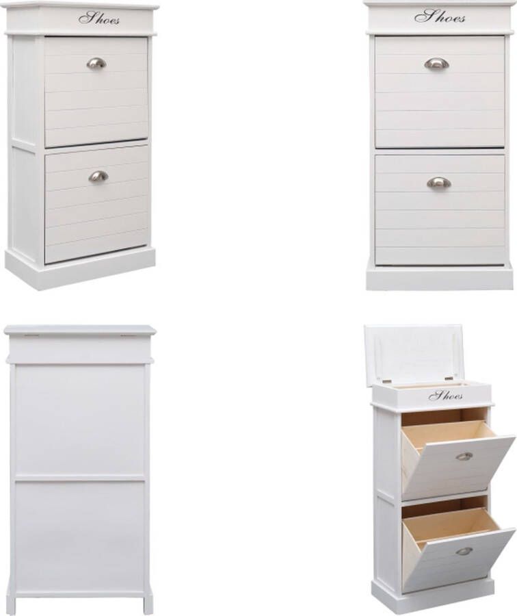 VidaXL Schoenenkast 50x28x98 cm paulowniahout wit Schoenenkast Schoenenkasten Schoenenkist Schoenenkisten