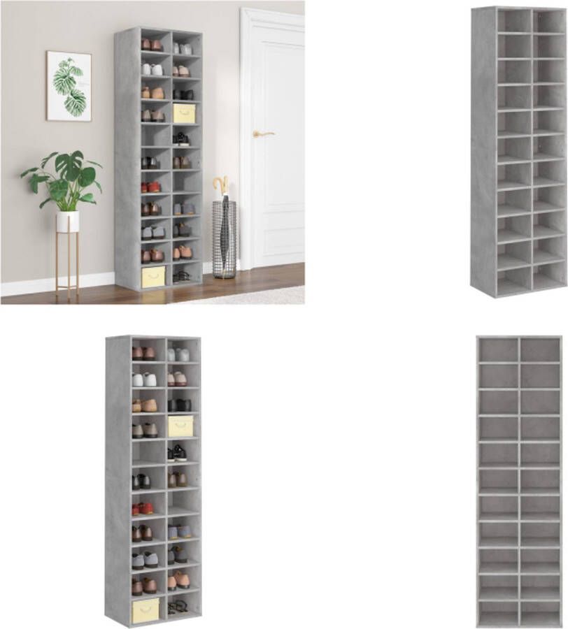 VidaXL Schoenenkast 54x34x183 cm bewerkt hout betongrijs Schoenrek Schoenrekken Schoenenrek Schoenenrekken