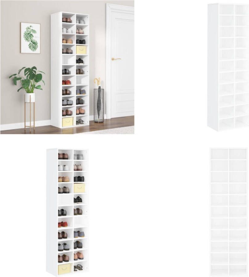 VidaXL Schoenenkast 54x34x183 cm bewerkt hout wit Schoenrek Schoenrekken Schoenenrek Schoenenrekken