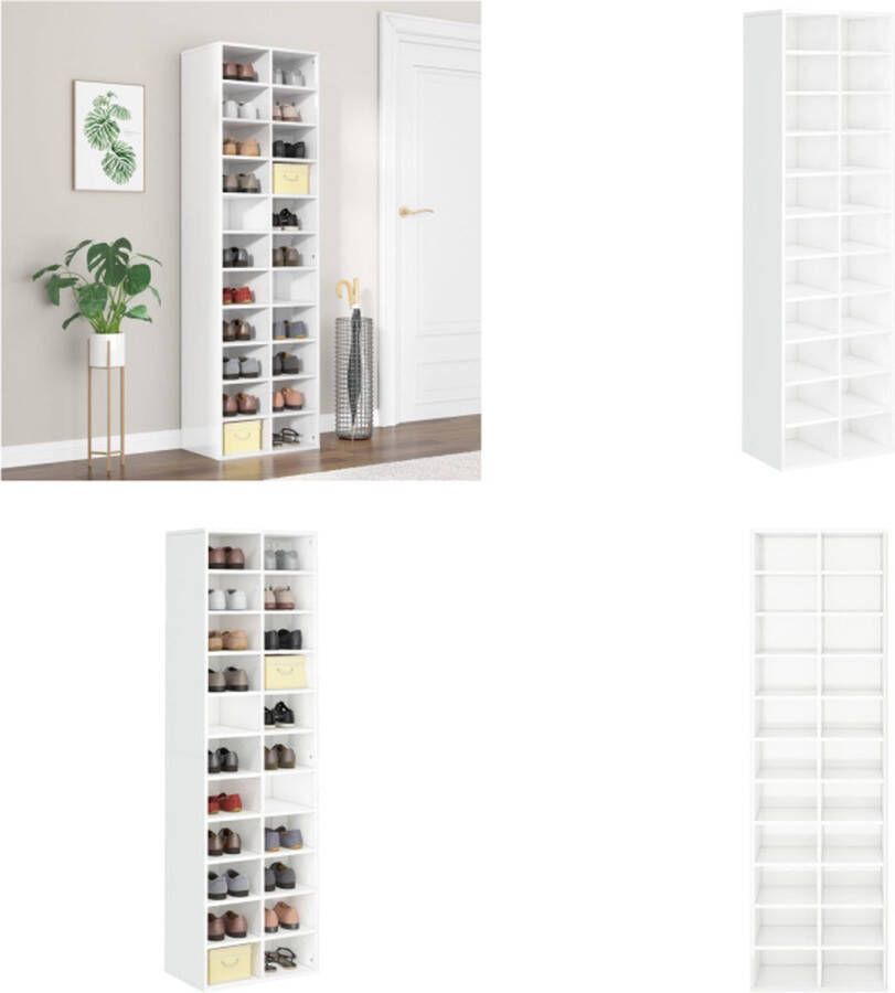 VidaXL Schoenenkast 54x34x183 cm spaanplaat hoogglans wit Schoenrek Schoenrekken Schoenenrek Schoenenrekken