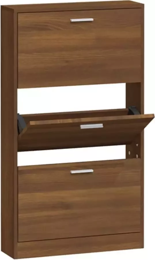 VidaXL -Schoenenkast-59x17x108-cm-bewerkt-hout-bruineikenkleurig - Foto 4