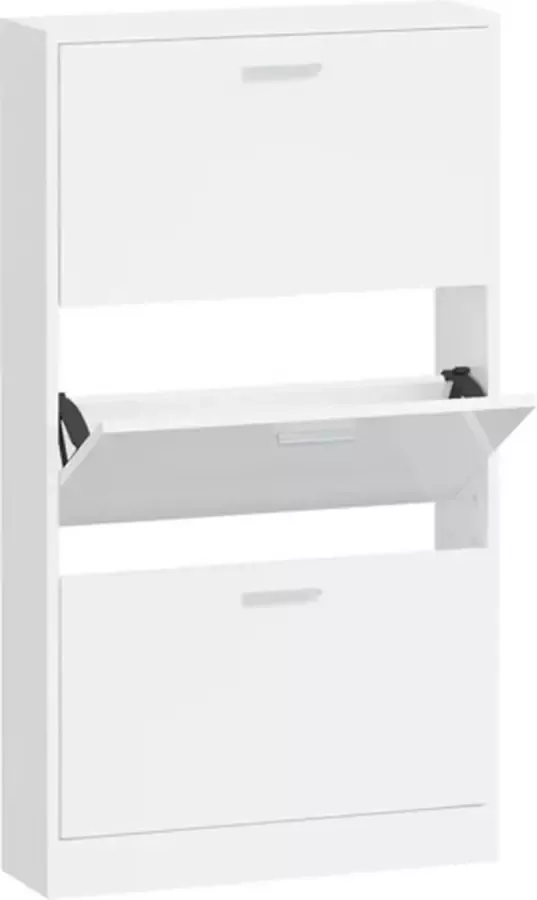 VidaXL -Schoenenkast-59x17x108-cm-bewerkt-hout-hoogglans-wit - Foto 2