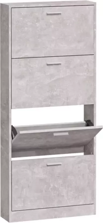 VidaXL -Schoenenkast-59x17x150-cm-bewerkt-hout-betongrijs