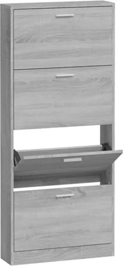 VidaXL -Schoenenkast-59x17x150-cm-bewerkt-hout-grijs-sonoma - Foto 3