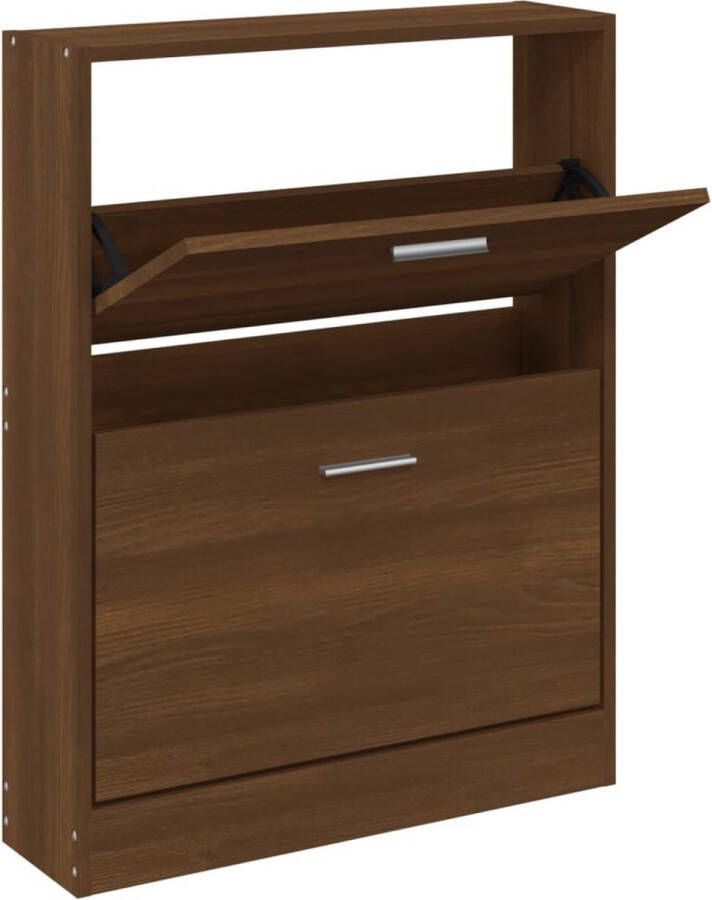 VidaXL Schoenenkast Bruineiken 59x17x81 cm Schoenenkast Houten Schoenenkast Bruine Schoenenkast Moderne Schoenenkast Entree Kast Hallenkast Bergruimte Opbergkasten