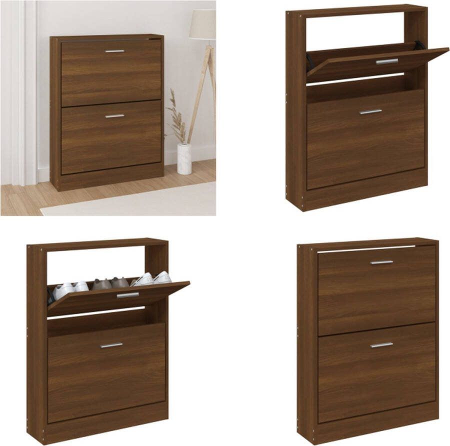 VidaXL -Schoenenkast-59x17x81-cm-bewerkt-hout-bruin-eikenkleur - Foto 2