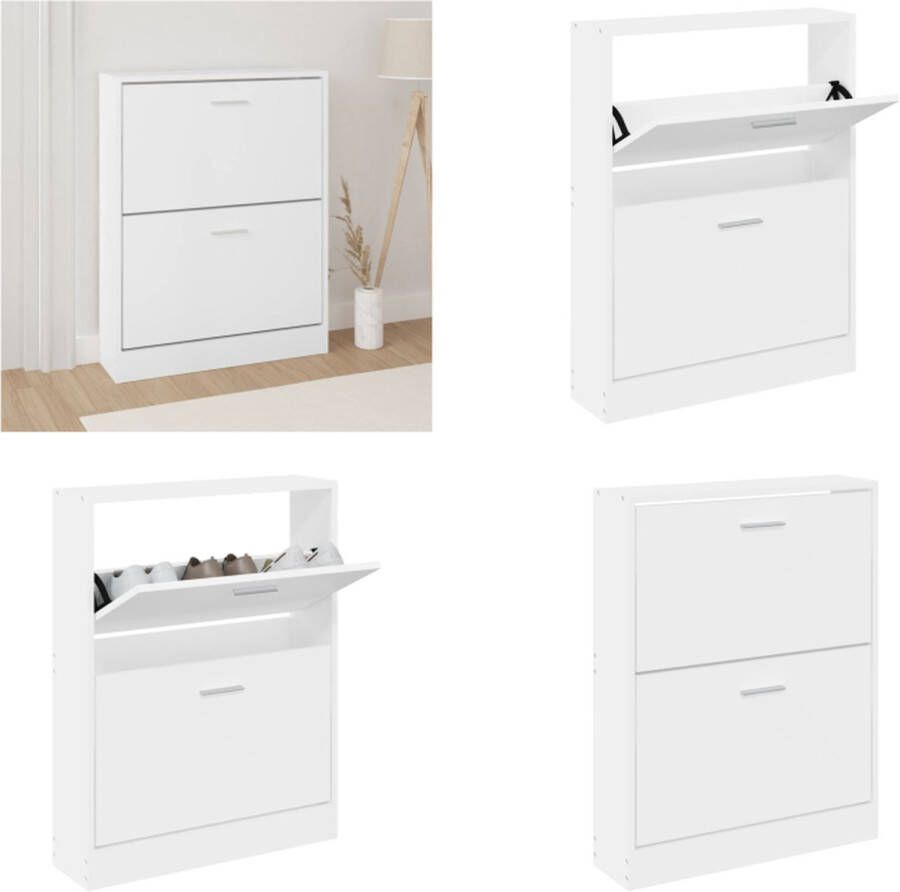 VidaXL -Schoenenkast-59x17x81-cm-bewerkt-hout-wit