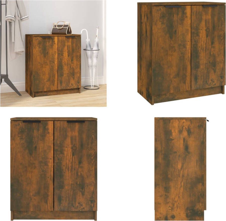 VidaXL Schoenenkast 59x35x70 cm bewerkt hout gerookt eikenkleurig Schoenenrek Schoenenrekken Opbergrek Voor Schoenen Schoenenstellage