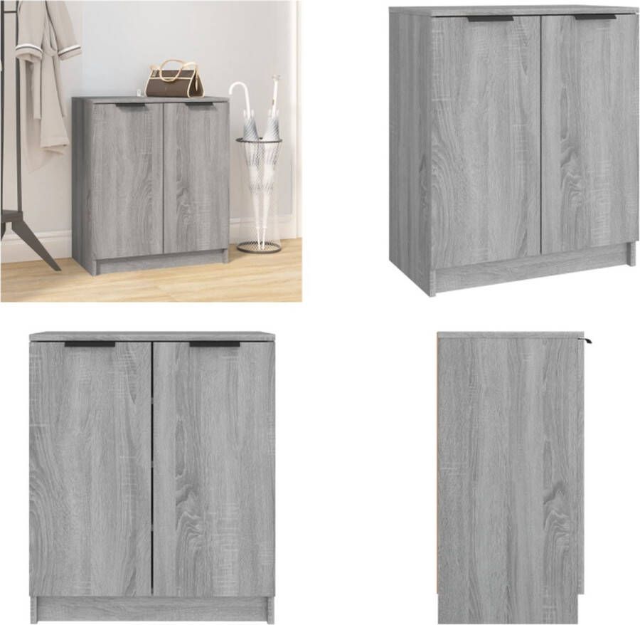 VidaXL Schoenenkast 59x35x70 cm bewerkt hout grijs sonoma eikenkleurig Schoenenrek Schoenenrekken Opbergrek Voor Schoenen Schoenenstellage
