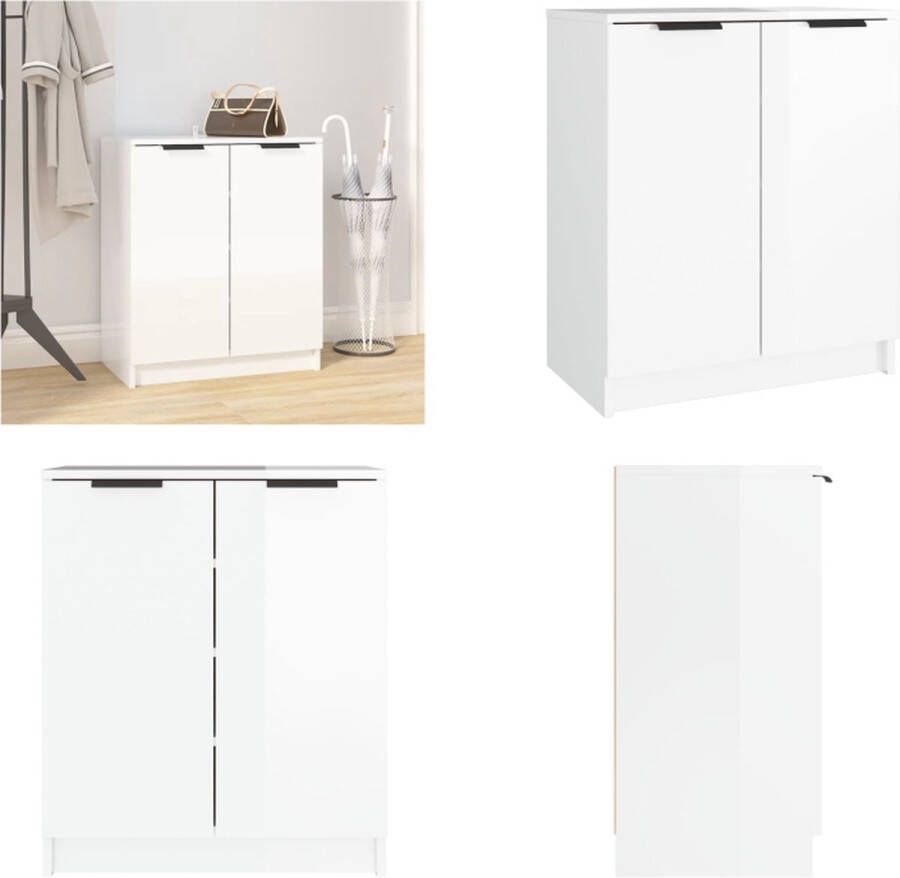 VidaXL Schoenenkast 59x35x70 cm bewerkt hout hoogglans grijs Schoenenrek Schoenenrekken Opbergrek Voor Schoenen Schoenenstellage