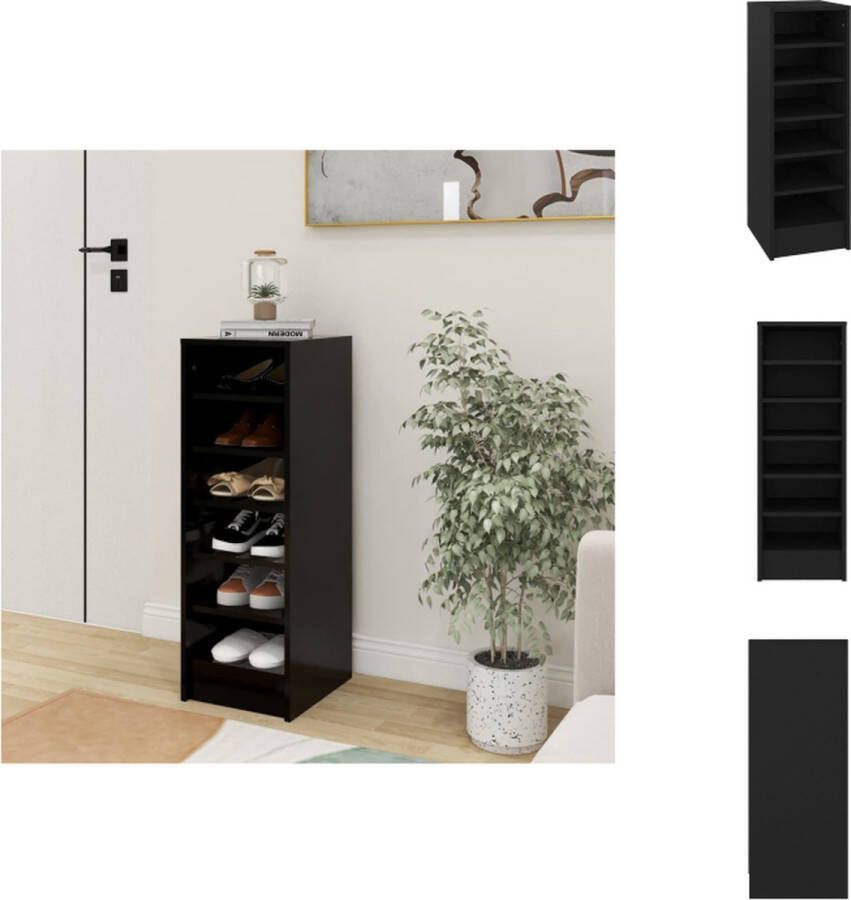 VidaXL Schoenenkast Schoenenkasten Schoenenopbergers Schoenenkast 31 5x35x90 cm bewerkt hout zwart - Foto 2