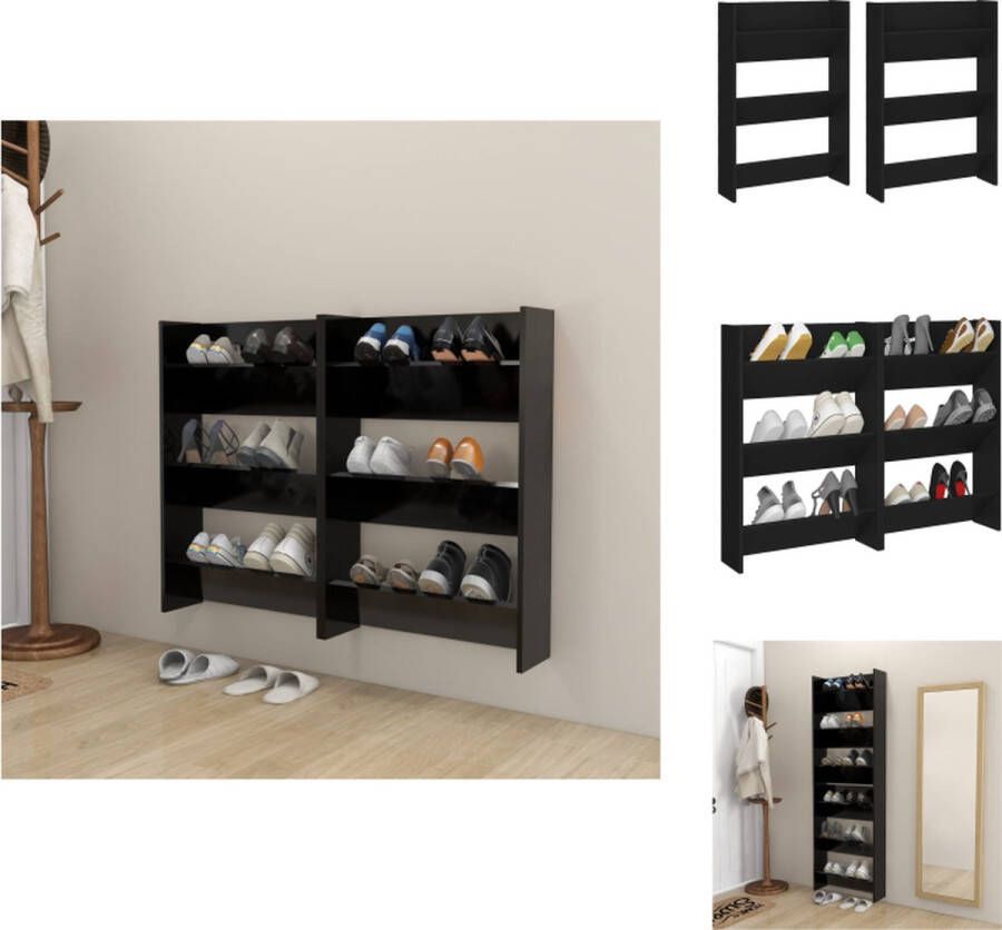 VidaXL Schoenenkast 60 x 18 x 90 cm zwart spaanplaat Schoenenkast