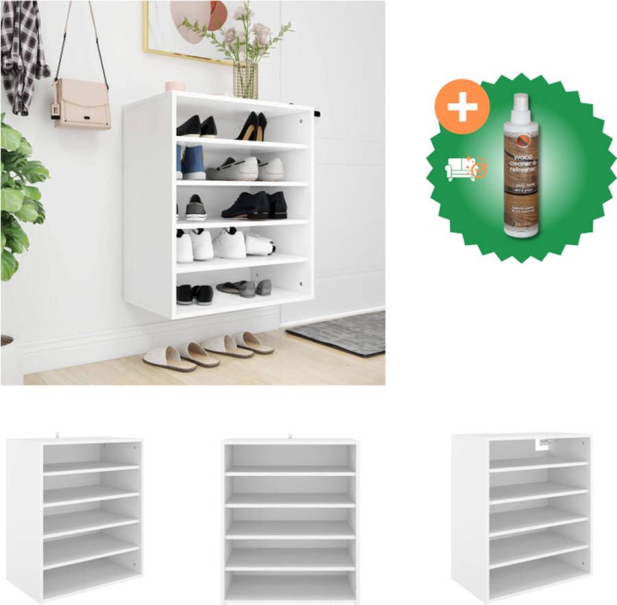 VidaXL Schoenenkast 60 x 35 x 70 cm wit spaanplaat Schoenenkast Inclusief Houtreiniger en verfrisser