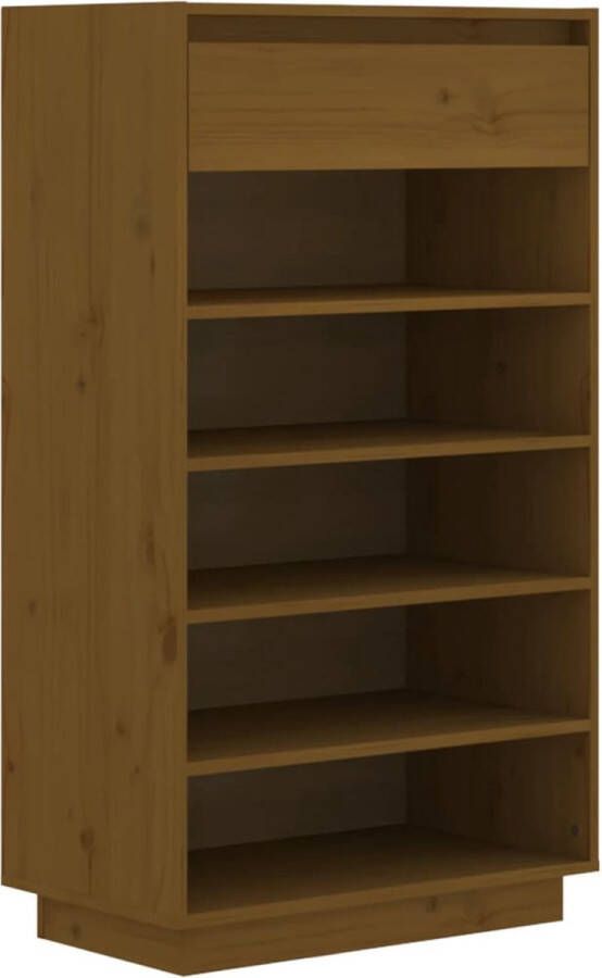 VidaXL Schoenenkast Grenenhout 60x34x105 cm Honingbruin Schoenenkast Houten Schoenenkast Schoenenrek Garderobe Bergruimte Entreemeubel Living Accessoires Interieurdecoratie Grenoble Hout Bruine Schoenenkast