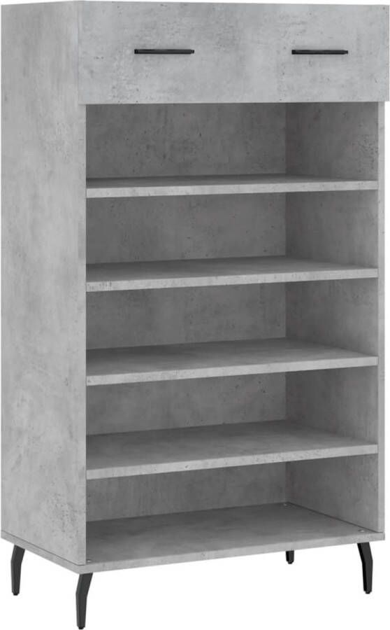 VidaXL -Schoenenkast-60x35x105-cm-bewerkt-hout-betongrijs - Foto 1