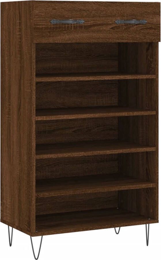 The Living Store Schoenenkast Bruineiken 60 x 35 x 105 cm Opbergruimte en stabiel IndustriÃle stijl Duurzaam Schoenenkast Kast Bergruimte Industrieel Design Houten Kast - Foto 2