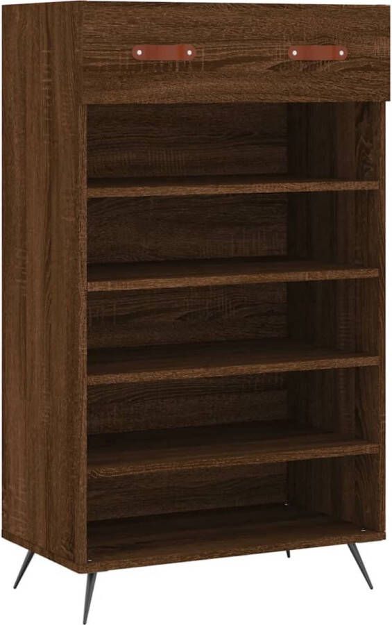 VidaXL Schoenenkast Bruin Eiken 60x35x105 cm Schoenenkast Kast Schoenuitlegers Bergruimte Houten Kast Industrieel Design Bruine Kleur