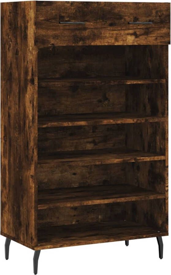 The Living Store Schoenenkast Gerookt eiken 60 x 35 x 105 cm Duurzaam materiaal Schoenenkast Houten Schoenenkast Bruine Schoenenkast Vintage Schoenenkast Industrieel Schoenenkast