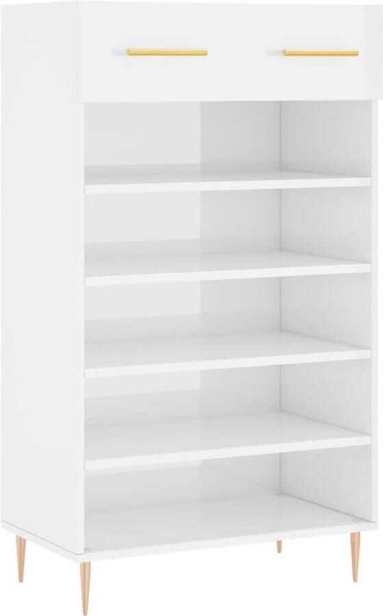 VidaXL Schoenenkast Hoogglans Wit 60x35x105 cm Schoenenkast Schoenenopbergers Schoenuitlegger Kastje Bergruimte Witte Kast Houten Kast Industrieel Design