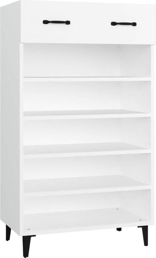 VidaXL Schoenenkast Wit Bewerkt Hout 60x35x105 cm Schoenenkast Schoenuitlegger Bergruimte Opslagruimte Kastje Interieurdecoratie Woondecoratie Modern Design Witte Kast