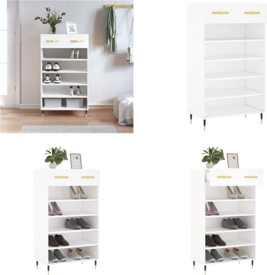 VidaXL -Schoenenkast-60x35x105-cm-bewerkt-hout-wit - Foto 2