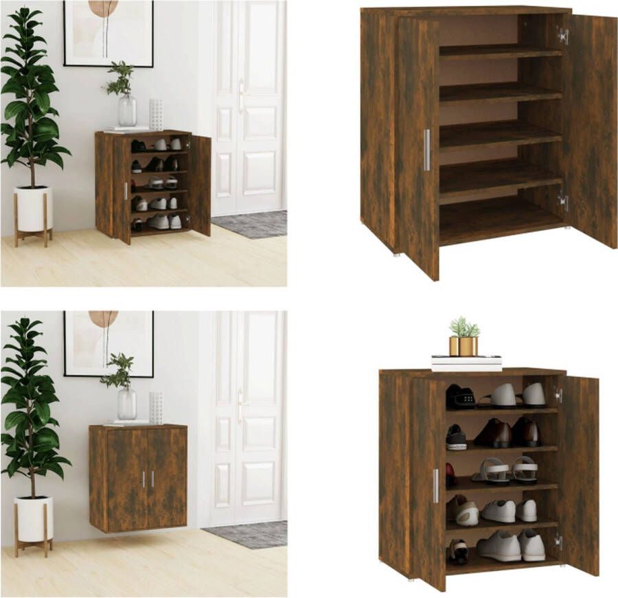 VidaXL Schoenenkast 60x35x70 cm bewerkt hout gerookt eikenkleurig Schoenenrek Schoenenrekken Opbergrek Voor Schoenen Schoenenstellage