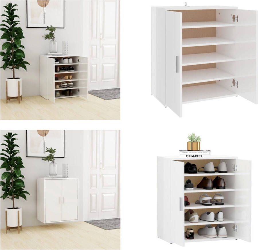 VidaXL Schoenenkast 60x35x70 cm bewerkt hout hoogglans wit Schoenenkast Schoenenkasten Schoenen Kast Schoenen Kasten