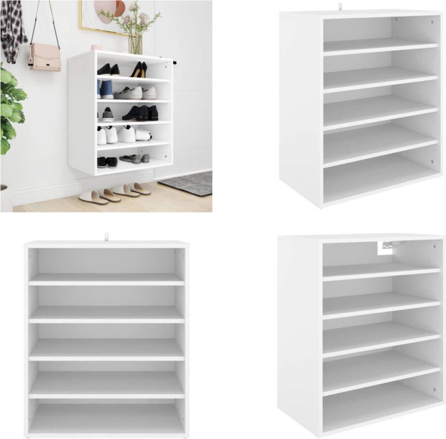 VidaXL Schoenenkast 60x35x70 cm bewerkt hout wit Schoenenkast Schoenenkasten Schoenenopbergers