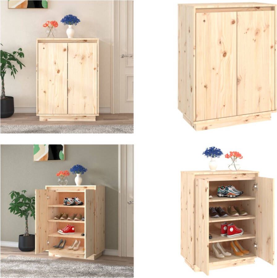 VidaXL Schoenenkast 60x35x80 cm massief grenenhout Schoenenkast Schoenenkasten Houten Schoenenkast Halkast