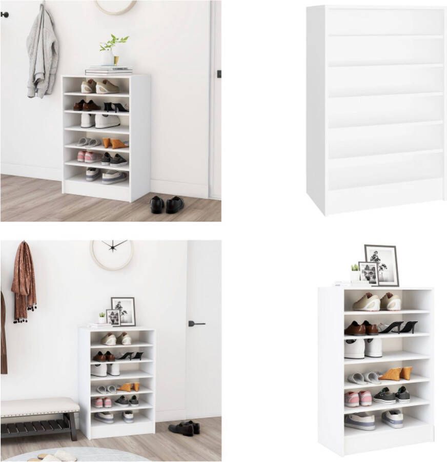 VidaXL Schoenenkast 60x35x92 cm bewerkt hout wit Schoenenkast Schoenenkasten Schoenenopbergers - Foto 2