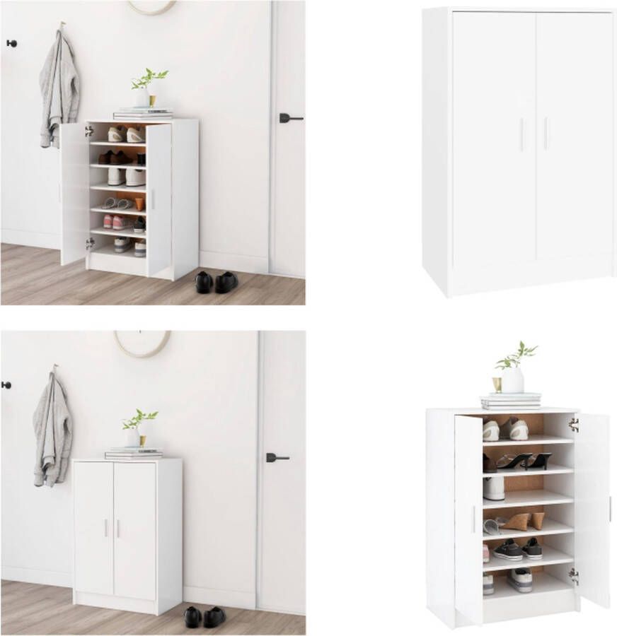 VidaXL Schoenenkast 60x35x92 cm bewerkt hout wit Schoenenkast Schoenenkasten Schoenenopbergers