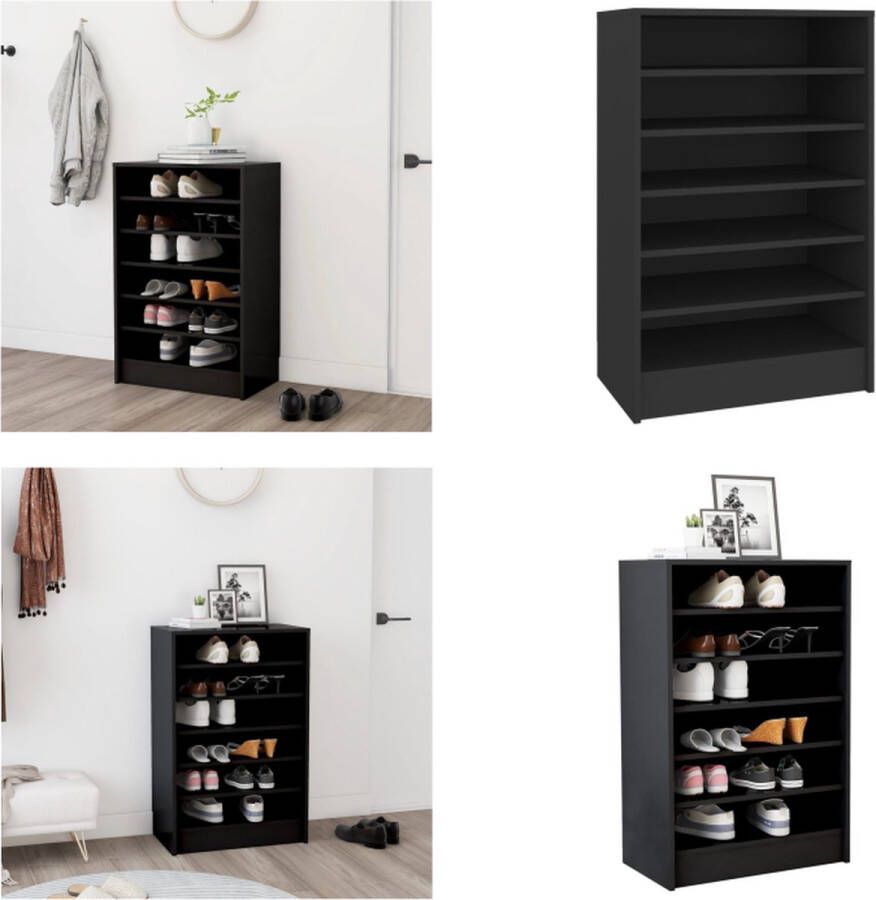 VidaXL Schoenenkast 60x35x92 cm bewerkt hout zwart Schoenenkast Schoenenkasten Schoenenopbergers