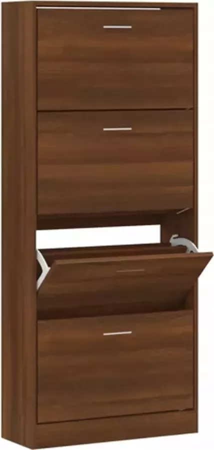 VidaXL -Schoenenkast-63x24x147-cm-bewerkt-hout-bruineikenkleurig - Foto 4