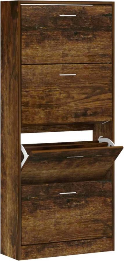 VidaXL -Schoenenkast-63x24x147-cm-bewerkt-hout-gerookt-eikenkleurig