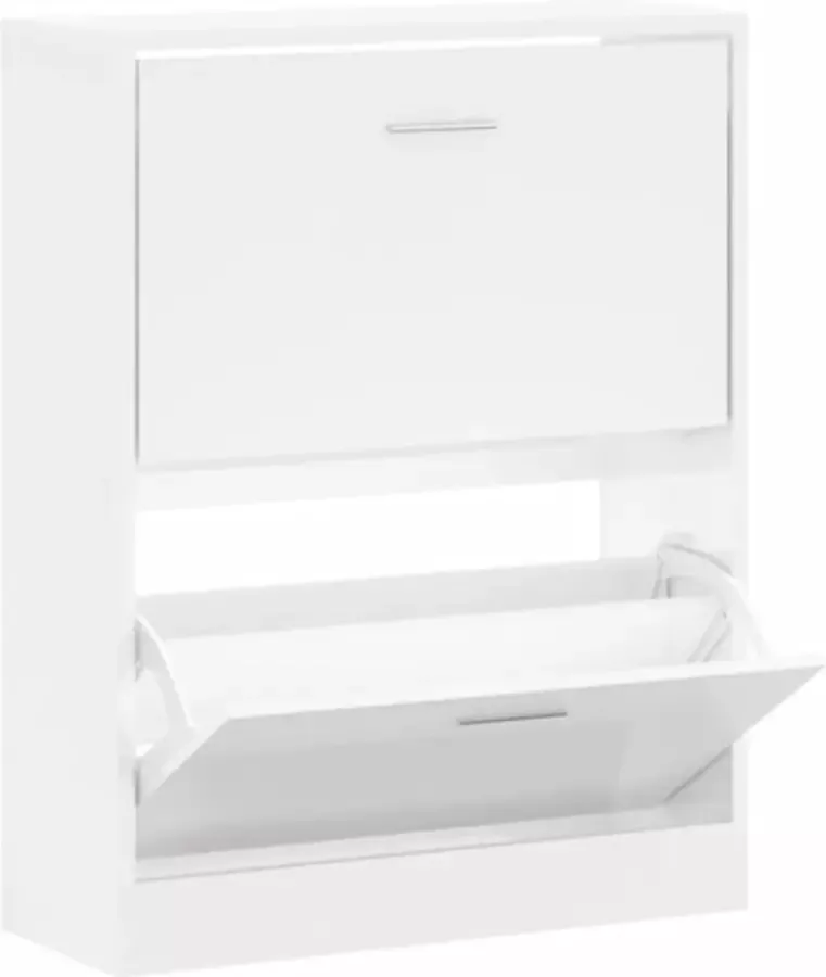 VidaXL -Schoenenkast-63x24x81-cm-bewerkt-hout-hoogglans-wit - Foto 2