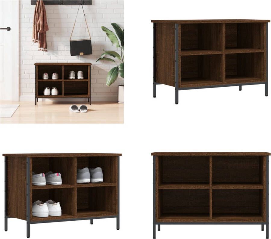 VidaXL Schoenenkast 69x35x50 cm bewerkt hout bruineikenkleurig Schoenenkast Schoenenkasten Opbergkast Kast - Foto 2